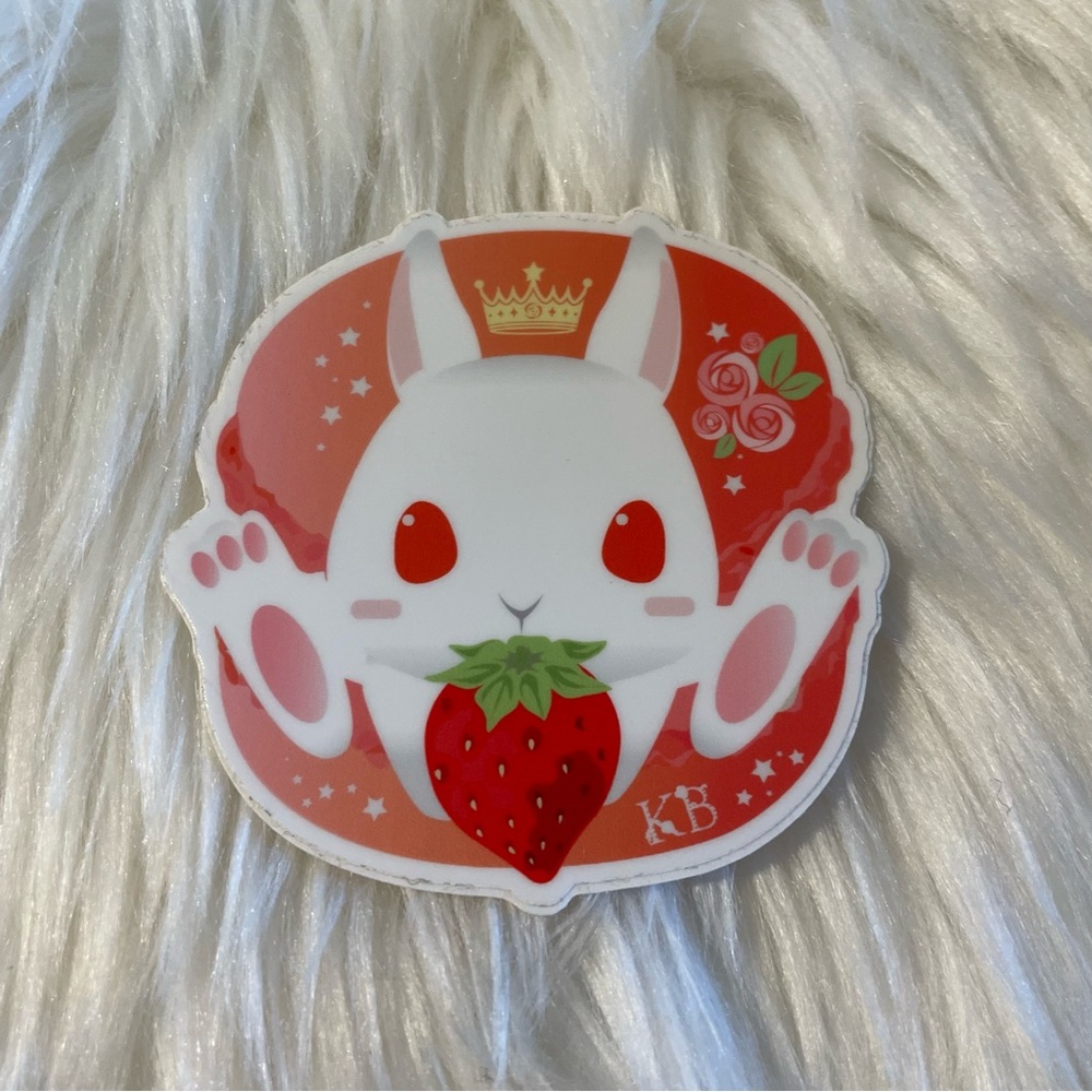🌷3/$15 Cute Bunny Sticker with Strawberry Macaron